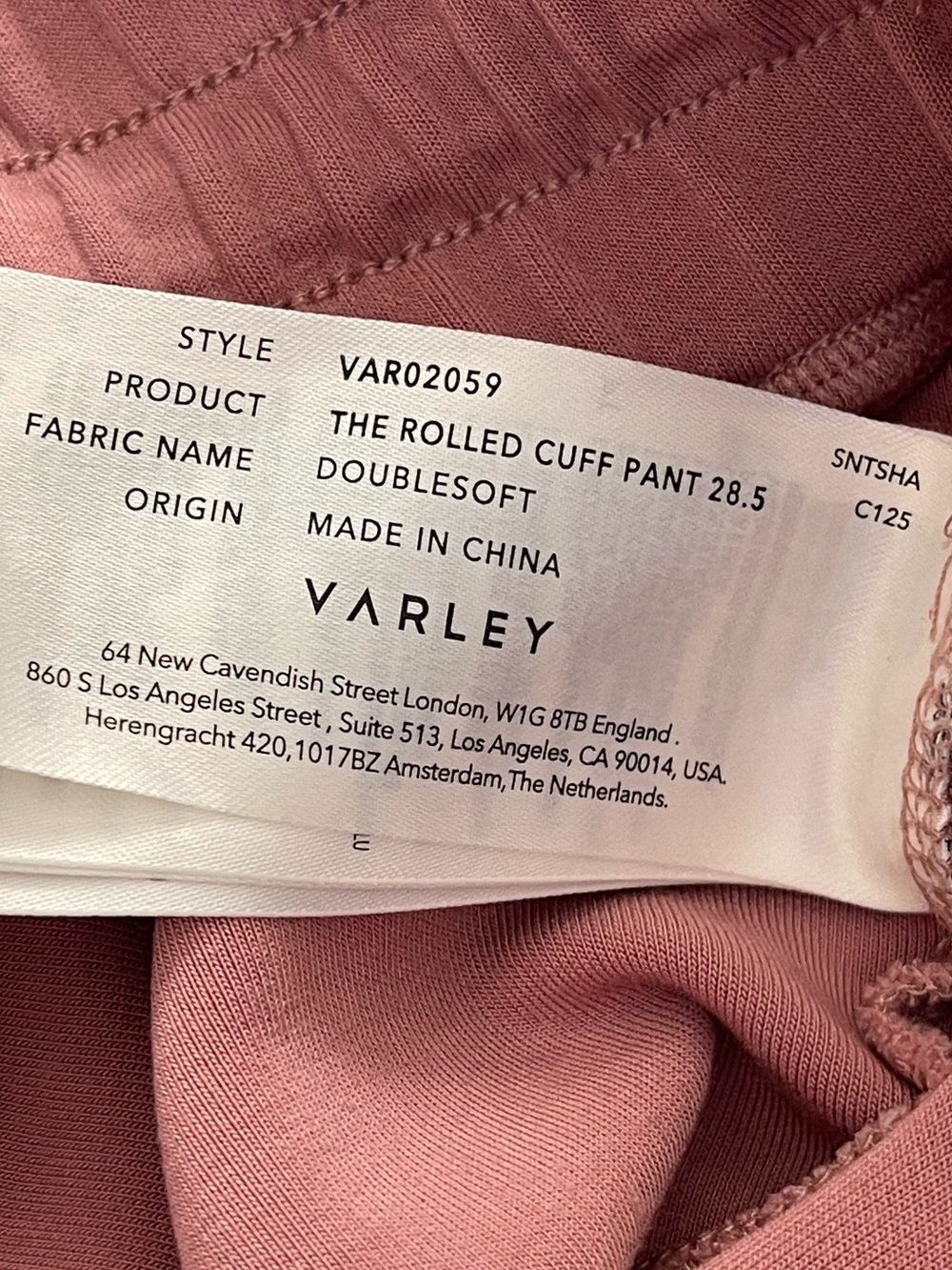 Varley The Rolled Cuff Pant 28.5 Double Soft sz S Clean Girl Loungewear feminine - Picture 7 of 10